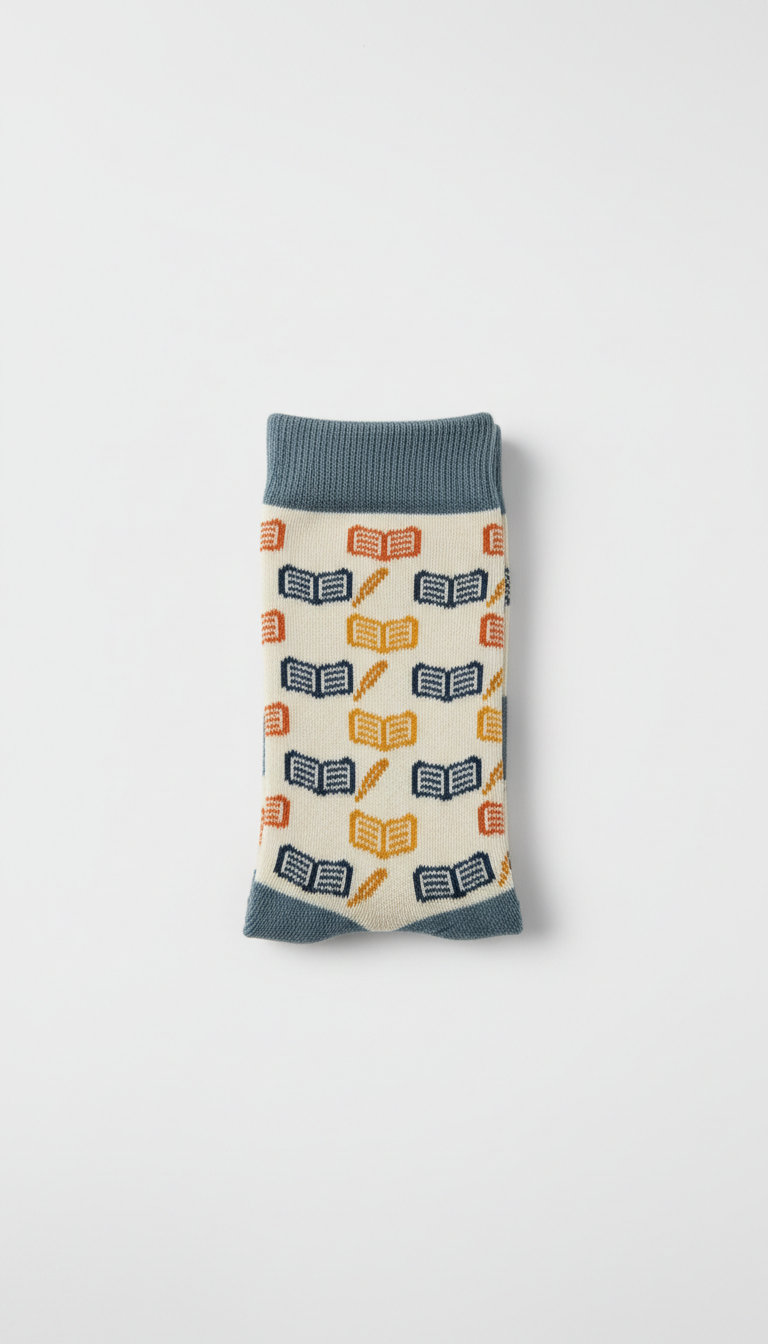 Paper white literary socks